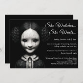 磁器の人形ハロウィーンの衣装パーティの招待状 招待状 (正面/裏面)