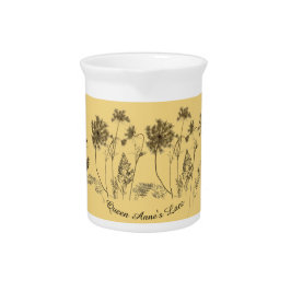 磁器の投げ手に描かれたアンヌ女王のレース ピッチャー