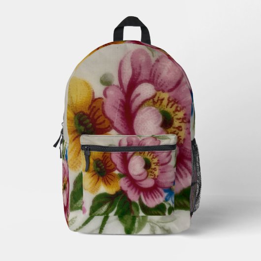 磁器の花にインスパイア プリントバックパック (正面)