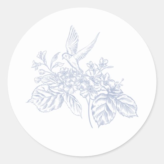 磁器の草原のチャイニーズ風フラワーステッカー ラウンドシール (正面)