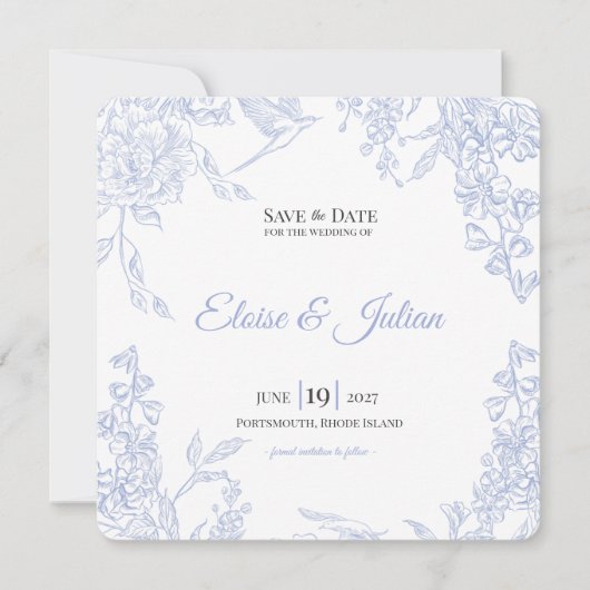 磁器の草原のチャイニーズ風 ウェディング Save the Date セーブザデート (正面)