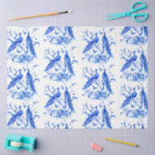 磁器の青いピーコックスのデコページ 薄葉紙 (クラフト)