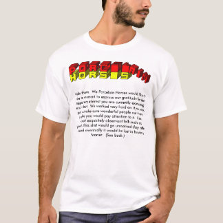 磁器の馬メッセージのワイシャツ Tシャツ