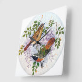 磁器の鳥。 スクエア壁時計 (傾斜)