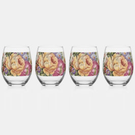 磁器インスパイアフローラ無茎ワイングラス ステムなしワイングラス