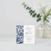 磁器エレガンス：青いフローラ結婚ズ エンクロージャーカード (スタンド正面)