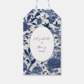 磁器エレガンス：青いフローラ結婚ズ ギフトタグ (正面)
