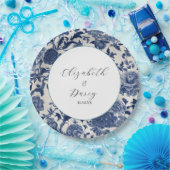 磁器エレガンス：青いフローラ結婚ズ ペーパープレート (パーティー)