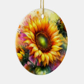 磁器オーナメント – 黄色ひまわり セラミックオーナメント (右)