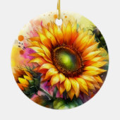 磁器オーナメント – 黄色ひまわり セラミックオーナメント (裏面)