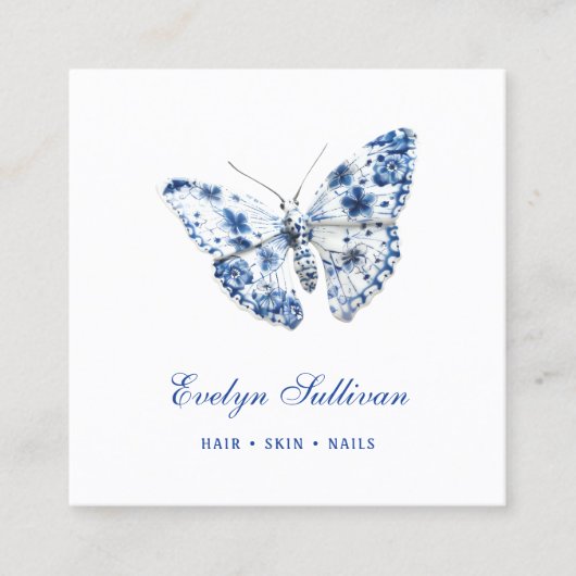 磁器バタフライロゴ名刺 スクエア名刺 (正面)