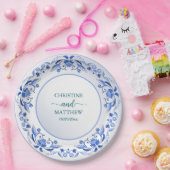 磁器ブルーフローラ結婚ズ ペーパープレート (パーティー)