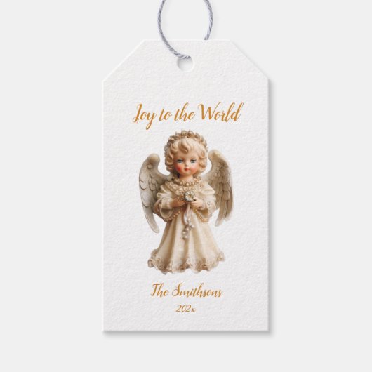 磁器ヴィンテージクリスマスエンジェル ギフトタグ (正面)