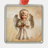 磁器ヴィンテージクリスマスエンジェル メタルオーナメント (正面)
