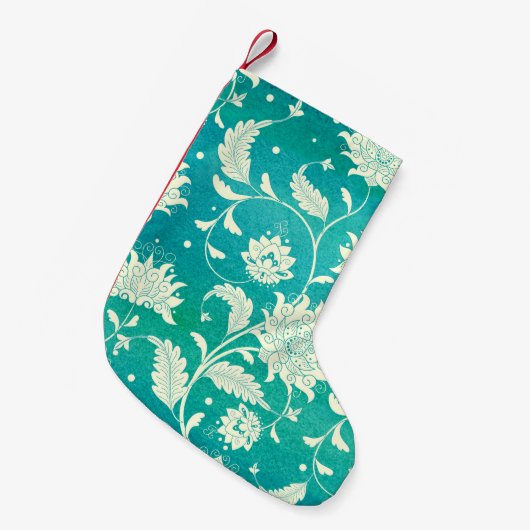 磁器中国のフローラ水彩 スモールクリスマスストッキング (正面 (吊り時))