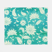 磁器中国のフローラ水彩 フリースブランケット (正面(横))