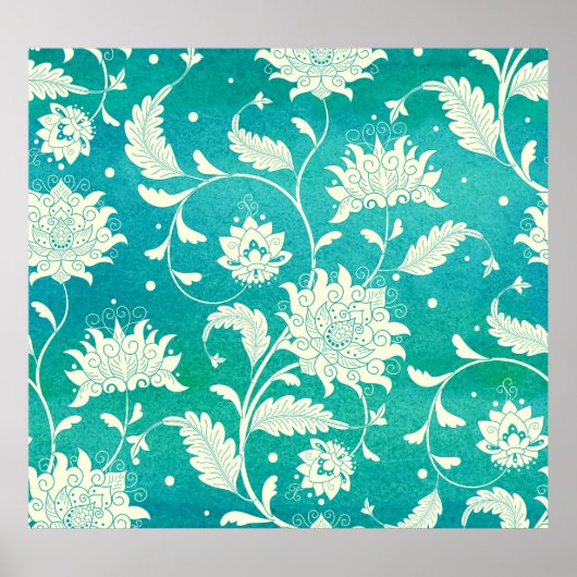 磁器中国のフローラ水彩 ポスター (正面)