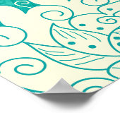 磁器中国のフローラ水彩 ポスター (角)