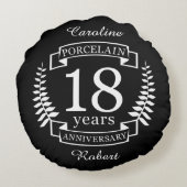 磁器伝統的結婚の創業18年 ラウンドクッション (裏面)