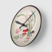 磁器皿、familleのばら色の装飾、Yung陳 ラウンド壁時計 (傾斜)