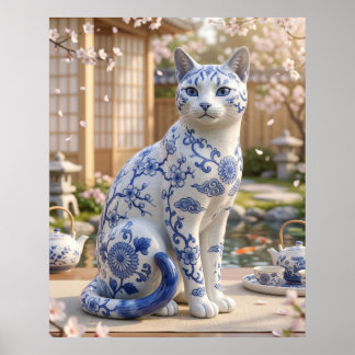 磁器製の猫の茶園 ポスター