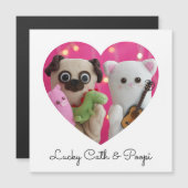 磁気かわいいエレガントミニマルハートフォトカード (正面/裏面)