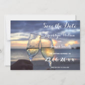 磁気の日没のビーチ結婚式の日付を保存 マグネット招待状 (正面)