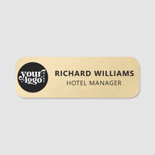 磁気カスタムピンまたは安全ピンのフェイク金ゴールド従業員 名札 (正面)