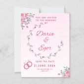 磁気カードの結婚式の日付の招待を保存 マグネット招待状 (正面)