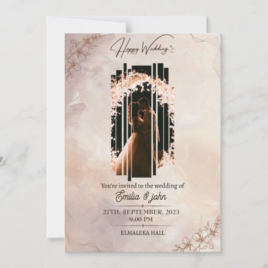 磁気カード、サイズ： 5" x 7"、封筒：白 マグネット招待状 (正面)