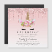 磁気グリッターユニコーン12誕生日ピンク金ゴールド (正面/裏面)