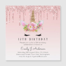 磁気グリッターユニコーン12誕生日ピンク金ゴールド