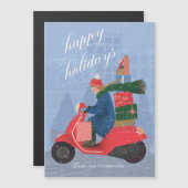 磁気ハッピーホリデーズスクーター非フォトカード マグネット招待状 (正面/裏面)