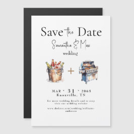 磁気ビールとBBQウェディング日付を保存 マグネット招待状