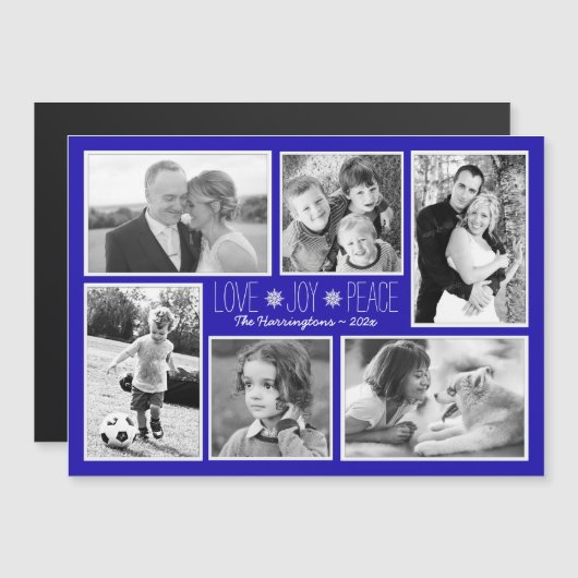 磁気ファミリークリスマスシックス写真カード (正面/裏面)