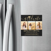 磁気ブラック金ゴールド卒業写真の発表 マグネット招待状