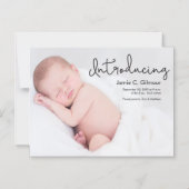 磁気モダン写真ベビー誕生のお知らせ マグネット招待状 (正面)