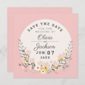 磁気保存ザデイトシックフローラ赤面ピンク 招待状 (正面/裏面)