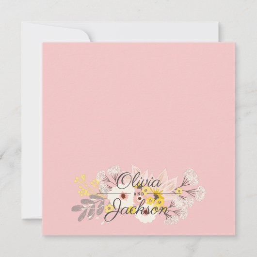 磁気保存ザデイトシックフローラ赤面ピンク 招待状 (裏面)