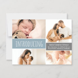 磁気写真コラージュ導入ブルー男の赤ちゃん マグネット招待状