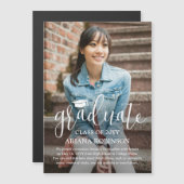 磁気写真モダン卒業発表カード マグネット招待状 (正面/裏面)