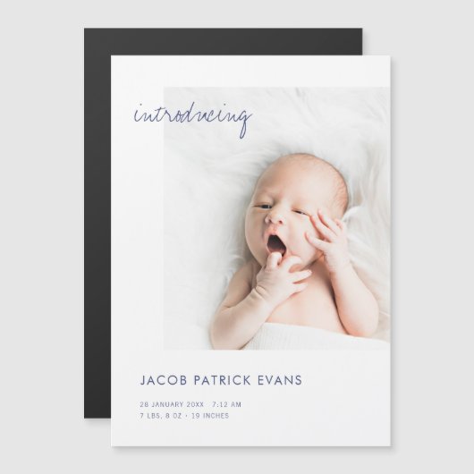 磁気出産告知カードとカスタム写真付き (正面/裏面)