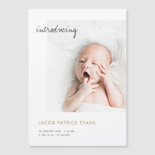 磁気出産告知カードとカスタム写真付き (正面)