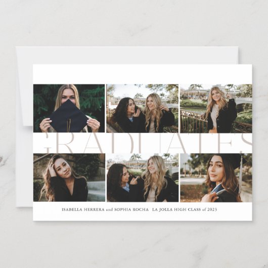 磁気数々の写真卒業者の発表 マグネット招待状 (正面)