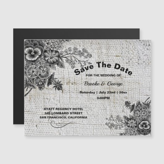 磁気灰色/黒芸術的の花の日付を保存 (正面/裏面)