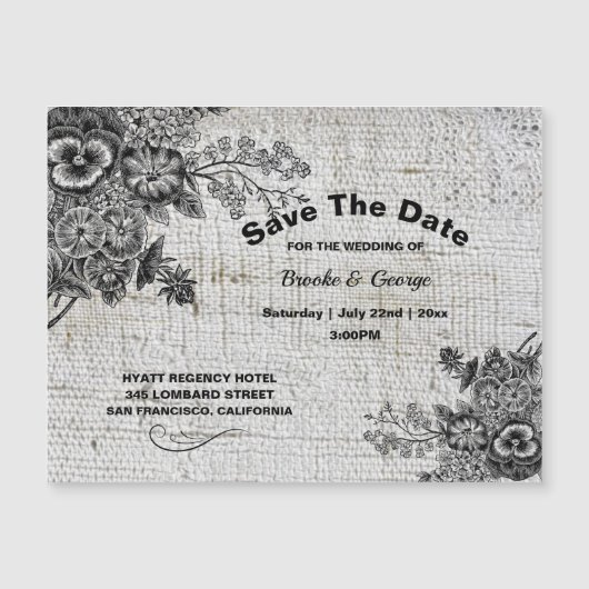 磁気灰色/黒芸術的の花の日付を保存 (正面)