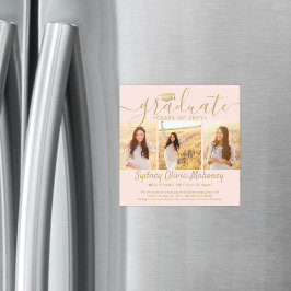磁気赤面金ゴールド卒業写真の発表 マグネット招待状