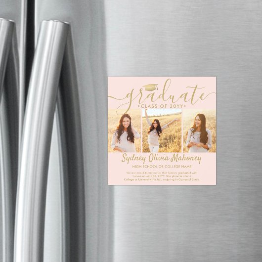 磁気赤面金ゴールド卒業写真の発表 マグネット招待状