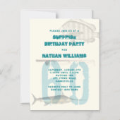 磁気魚釣りテーマ成人男性招待状 マグネット招待状 (正面)