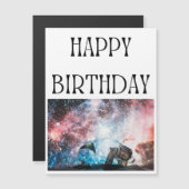 磁気 誕生日 お星様の空とエレガントな女性 マグネット招待状 (正面/裏面)